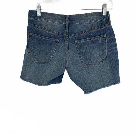 Madewell Womens Size 25 Blue Medium Wash Distressed Frayed Low Rise Jean Shorts - Picture 2 of 7